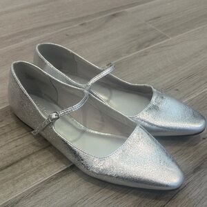 Silver Mary Jane Flats